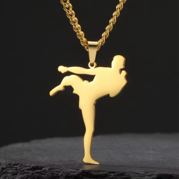 Men’s Karate Taekwondo Pendant Necklaces Martial Arts Jiu Jitsu  Kick Sp… - Picture 1 of 4
